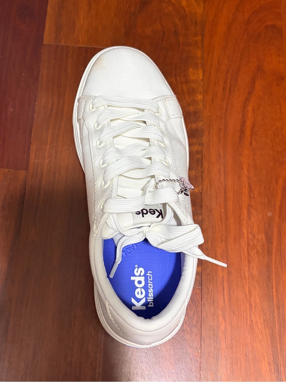 Keds White Canvas Platform Sneakers with Pink Rose Charm - Picture 2 of 10
